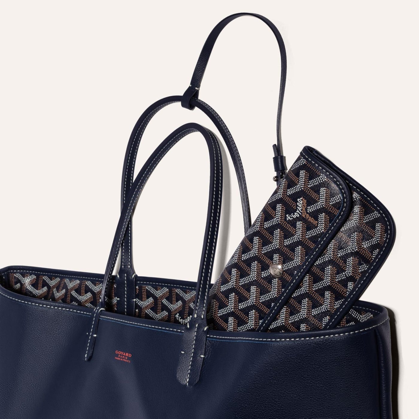 Goyard Goyardine Navy Blue Anjou PM Reversible Tote Bag Palladium Hardware - Image 3